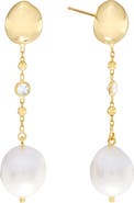 ATHRA LUXE Freshwater Pearl & Cubic Zirconia Drop Earrings