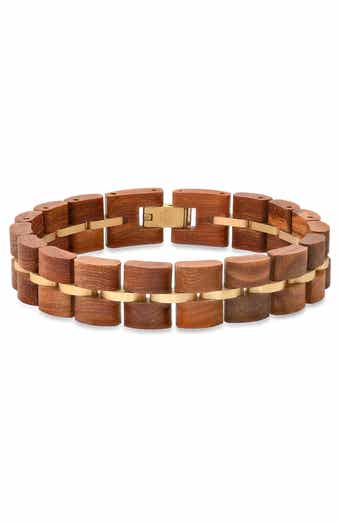 Men's Stainless Steel Wood Bracelet