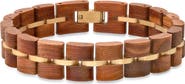 HMY JEWELRY Men's Stainless Steel Wood Bracelet