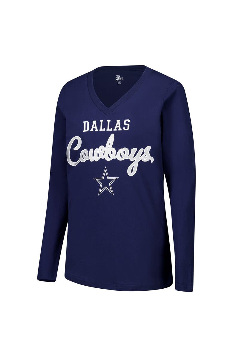 G-III 4HER BY CARL BANKS Women's G-III 4Her by Carl Banks Navy Dallas Cowboys Post Season Long Sleeve V-Neck T-Shirt, Alternate, color, Navy