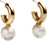 BaubleBar Faux Pearl Huggie Hoop Earrings
