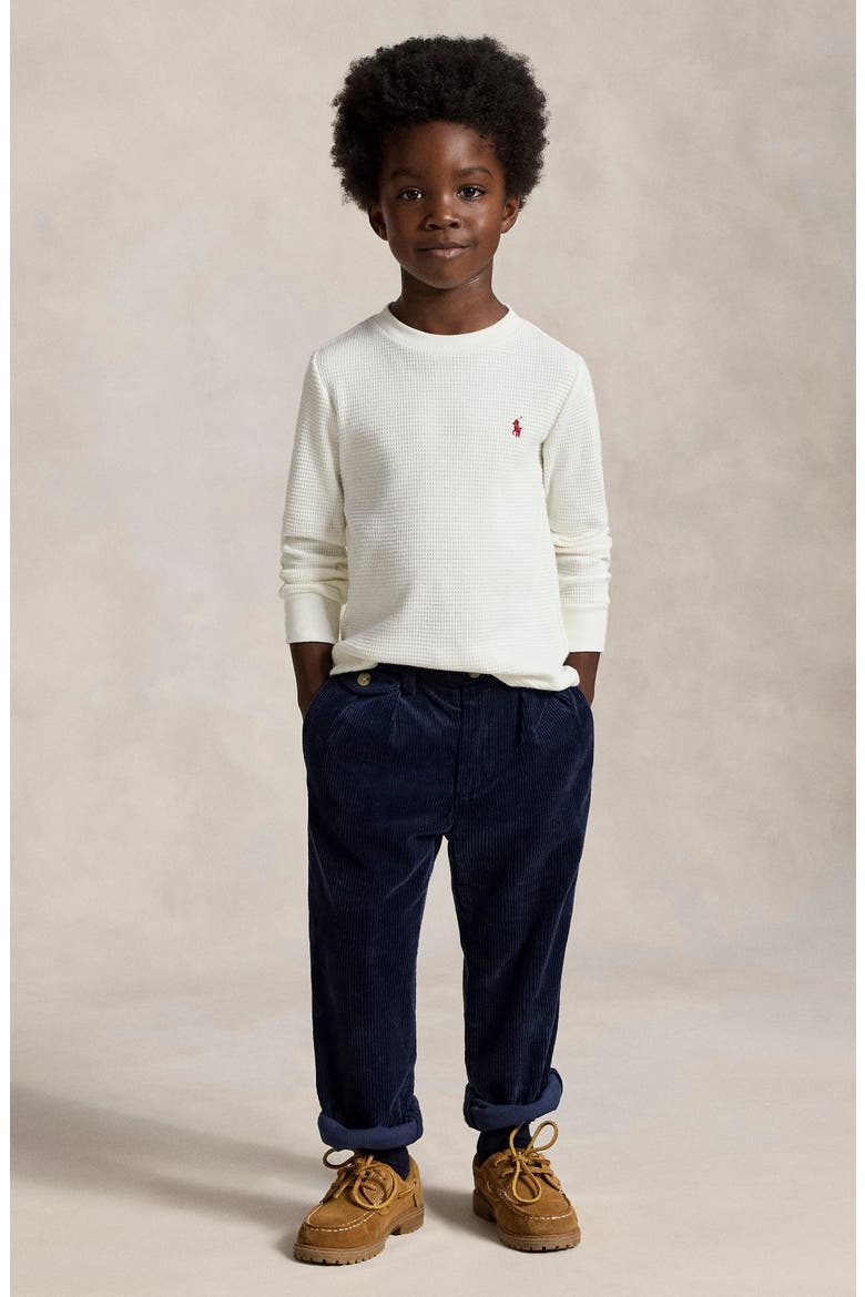 Kids' Long Sleeve Waffle Knit T-Shirt, Alternate, color, CLUBHOUSE CREAM
