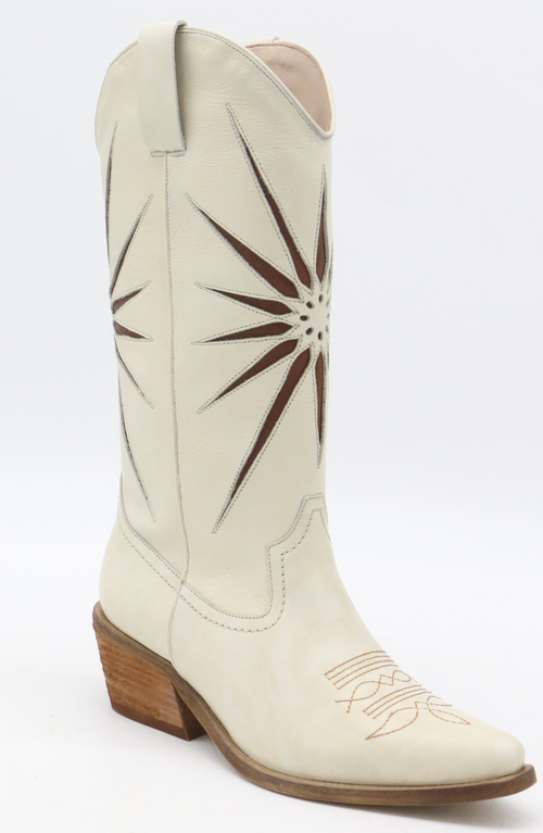 Stivali New York Moonrise Western Cowboy Boots In Off White