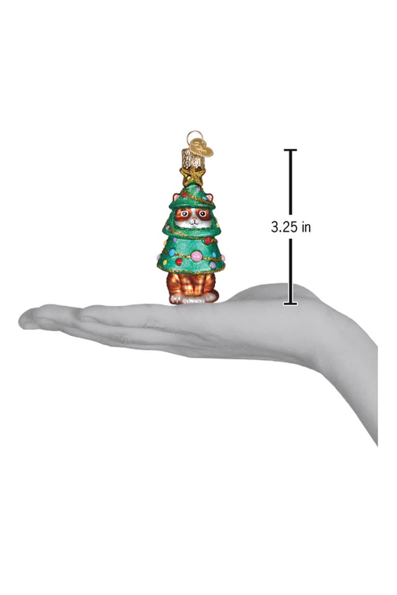 Meowmas Tree Christmas Ornament, Alternate, color, GREEN MULTI