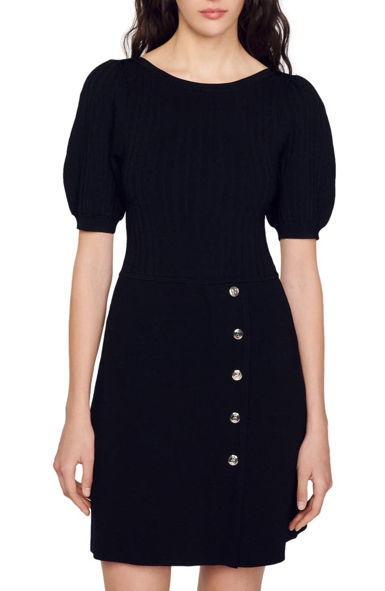 SANDRO Eugenia Side Button Sweater Dress, Alternate, color, 