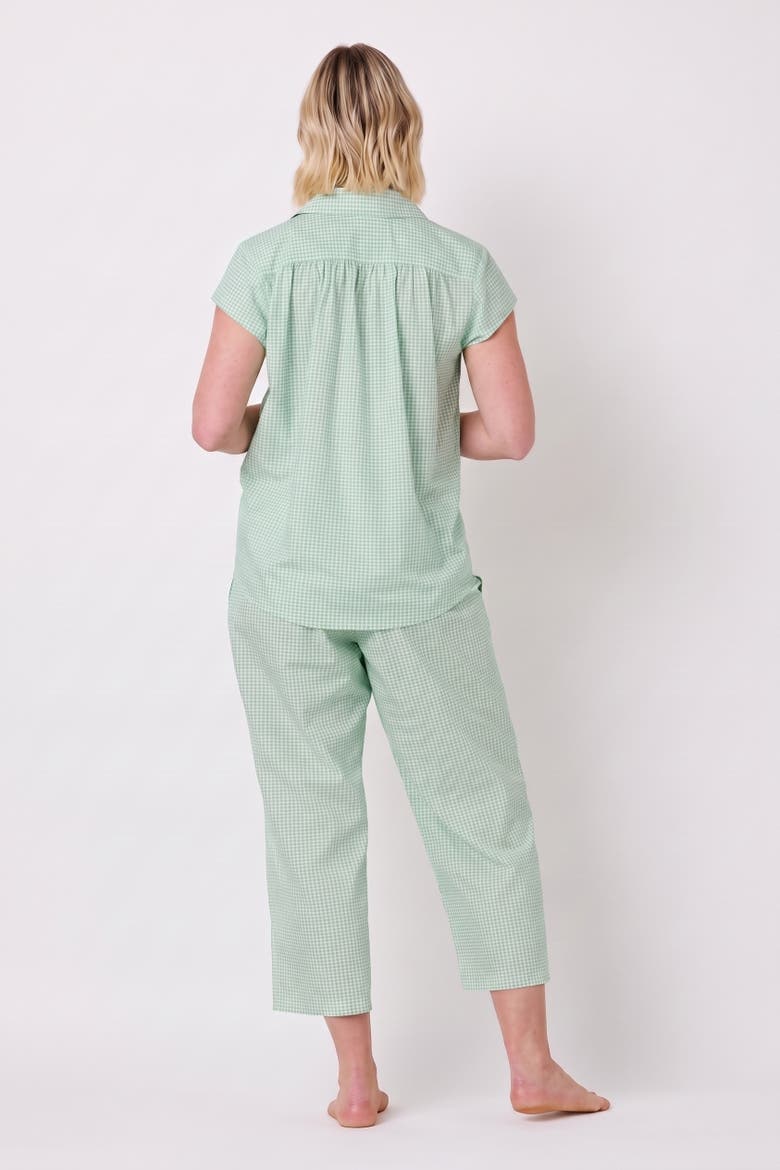 Luxe Pima Capri Print Set, Alternate, color, Gingham Sea Green