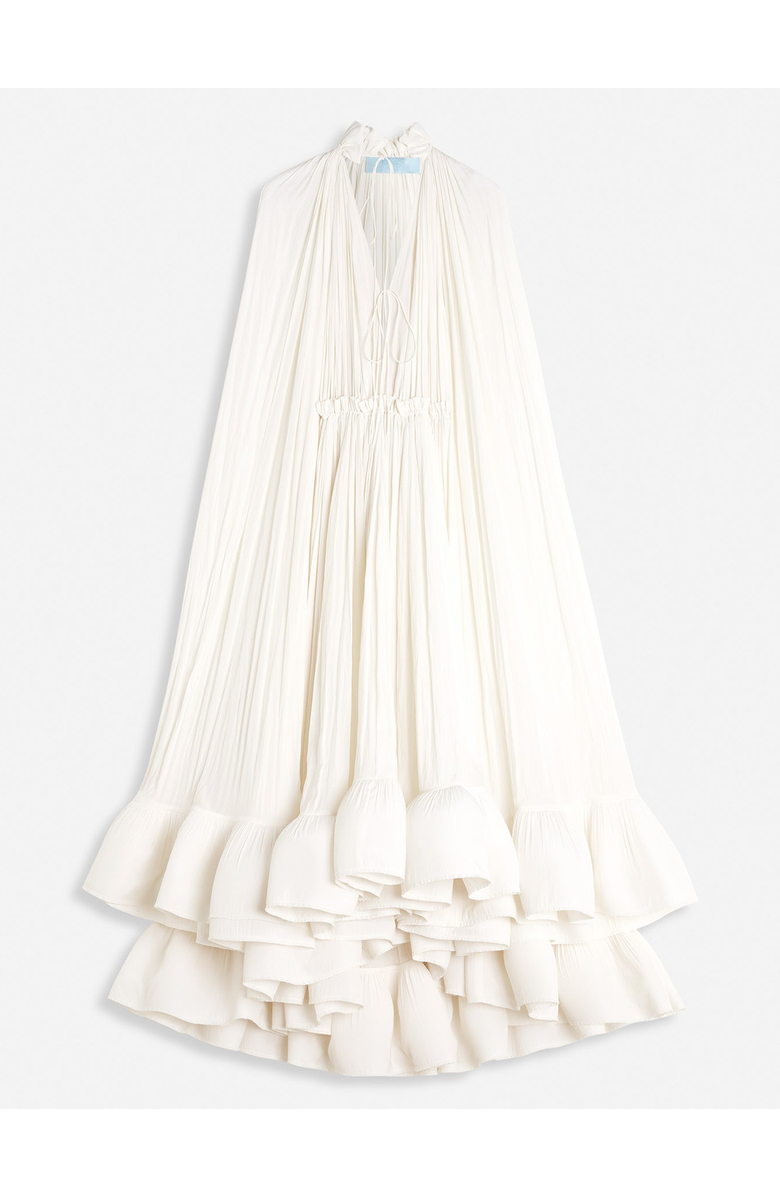 Lanvin Long Charmeuse Ruffle Dress, Main, color, Off White