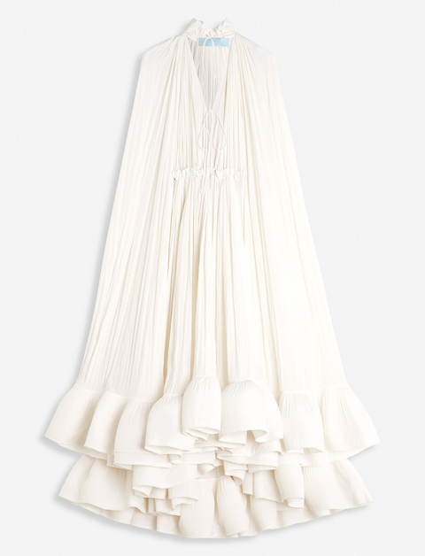 Long Charmeuse Ruffle Dress