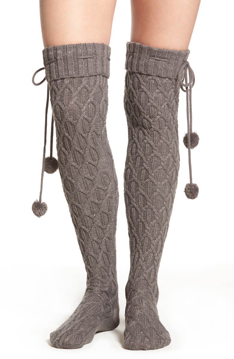 UGG<sup>®</sup> Sparkle Cable Knit Over the Knee Socks, Main, color,