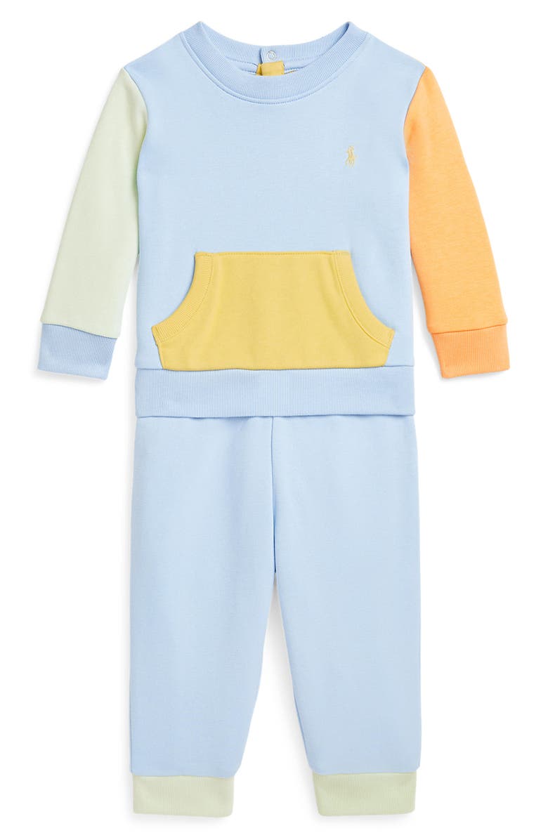 Ralph Lauren Colorblock French Terry Sweatshirt & Joggers Set, Main, color,