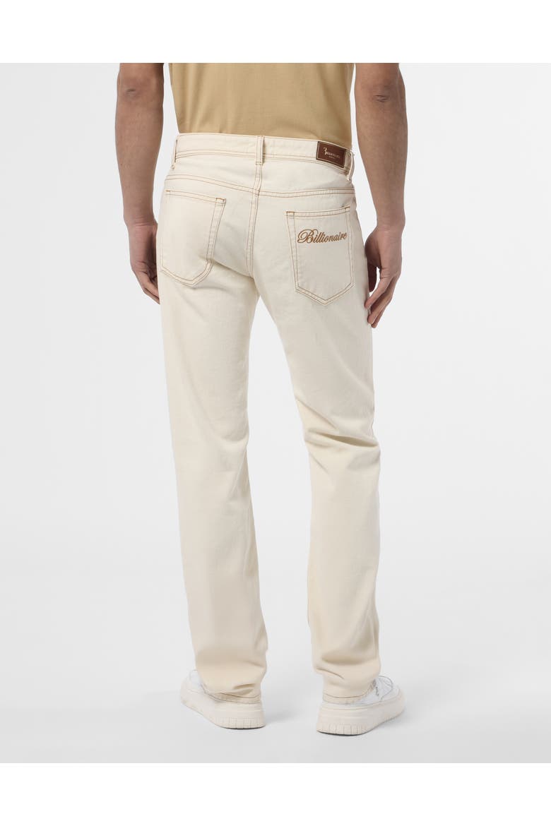 Embroidered 5 Pockets Regular Cut Jeans Men, Alternate, color, beige
