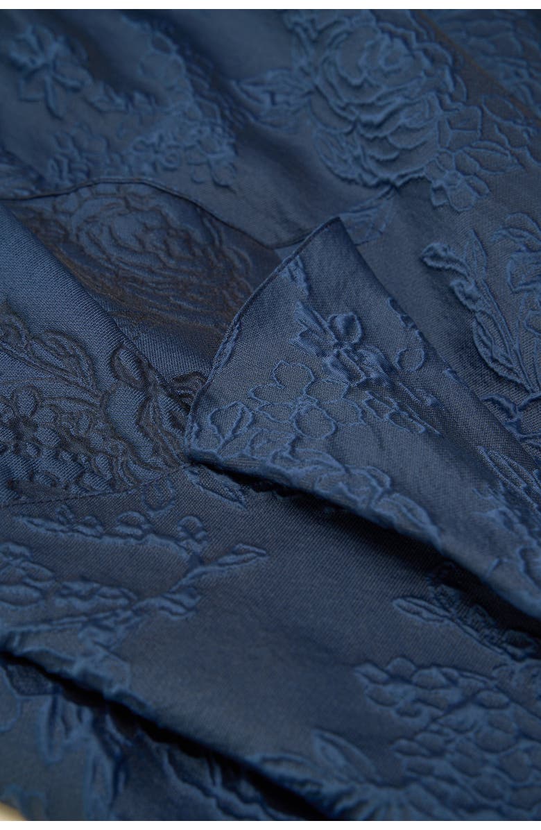 Theia Caity High Low Cocktail Bateau Neck Jacquard Dress, Alternate, color, Midnight Celeste