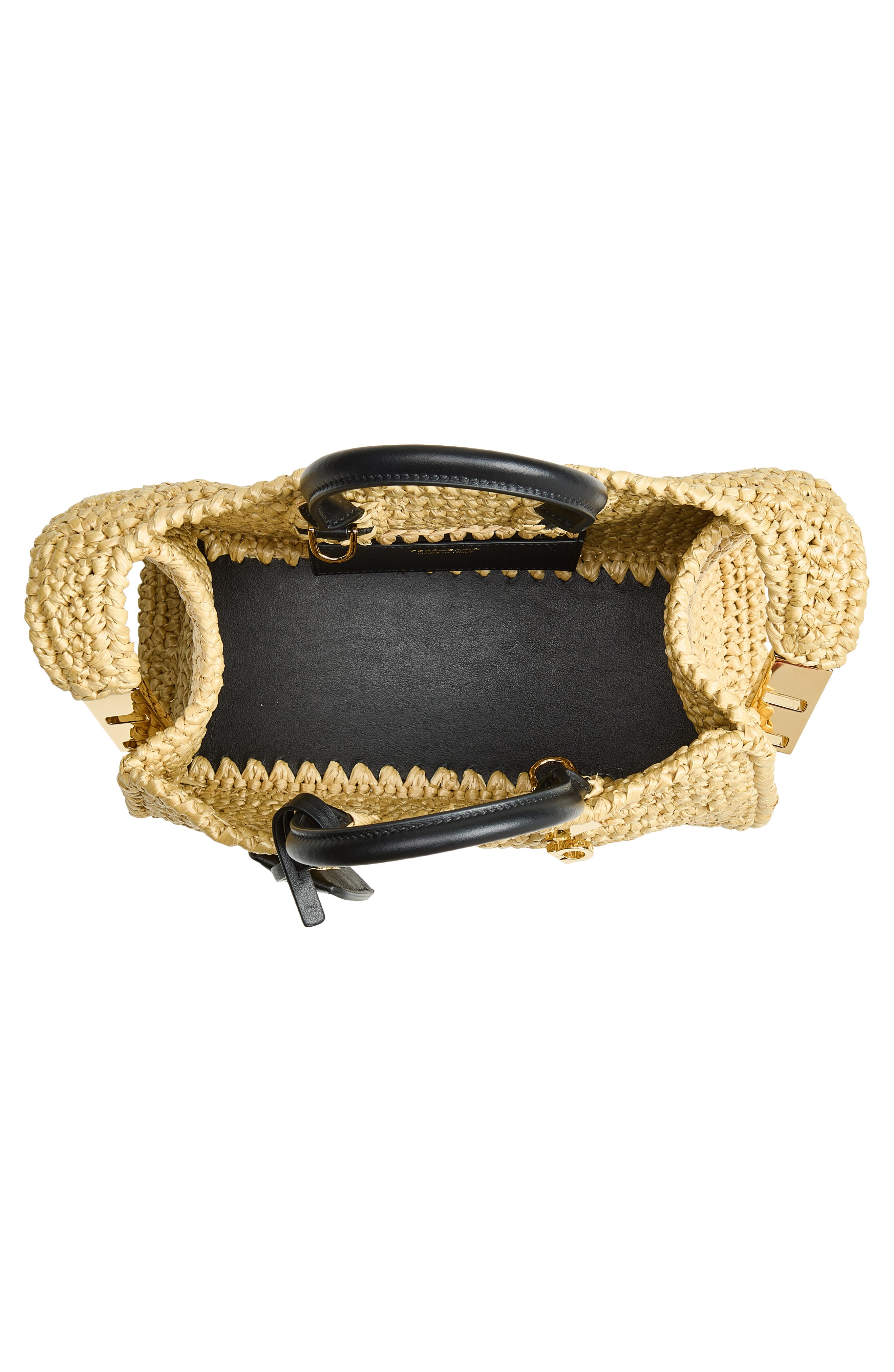 Mini Hug Crochet Raffia Top Handle Bag, Alternate, color, NATURALE/ NERO