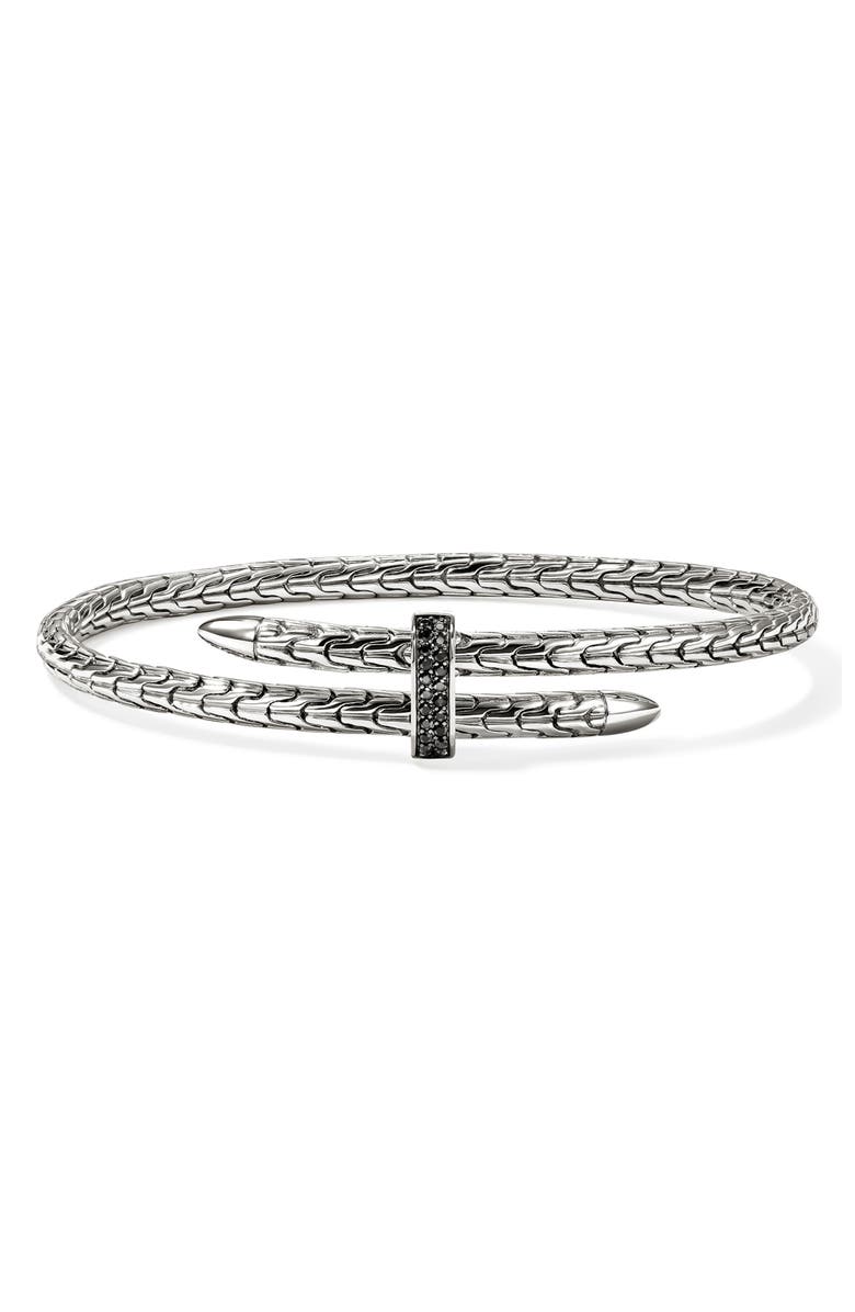John Hardy Spear Flex Cuff, Sterling Silver, Pavé, Main, color, Silver