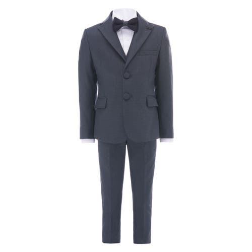 Moustache Peak Lapel Tuxedo In Steel Blue