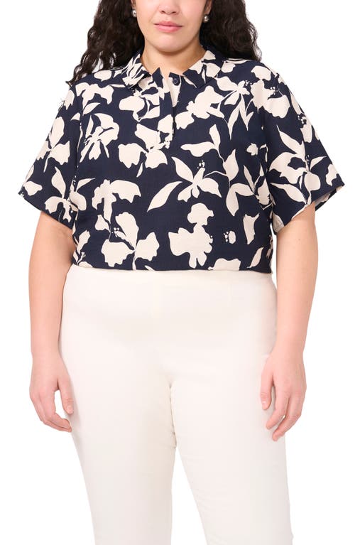 Halogenr Halogen(r) Floral Popover Top In Classic Navy
