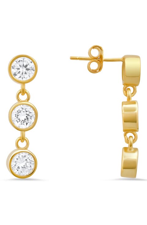 Dangling Bezel Set Cubic Zirconia Drop Earrings