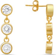 Queen Jewels Dangling Bezel Set Cubic Zirconia Drop Earrings