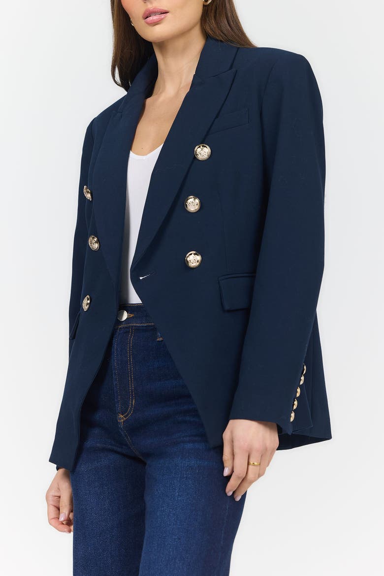 Rowena Military Double Breasted Blazer, Alternate, color, Black Iris