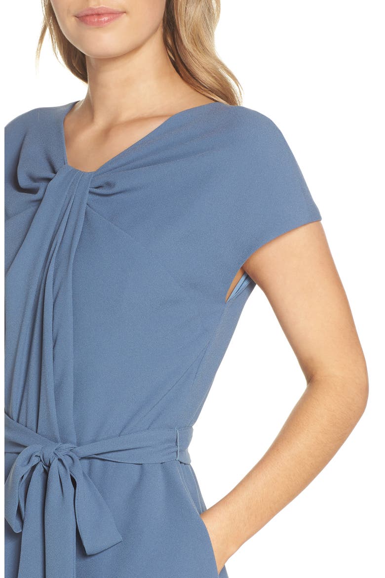 Vivian Twist Neck Fit & Flare Dress, Alternate, color, DUSTY BLUE