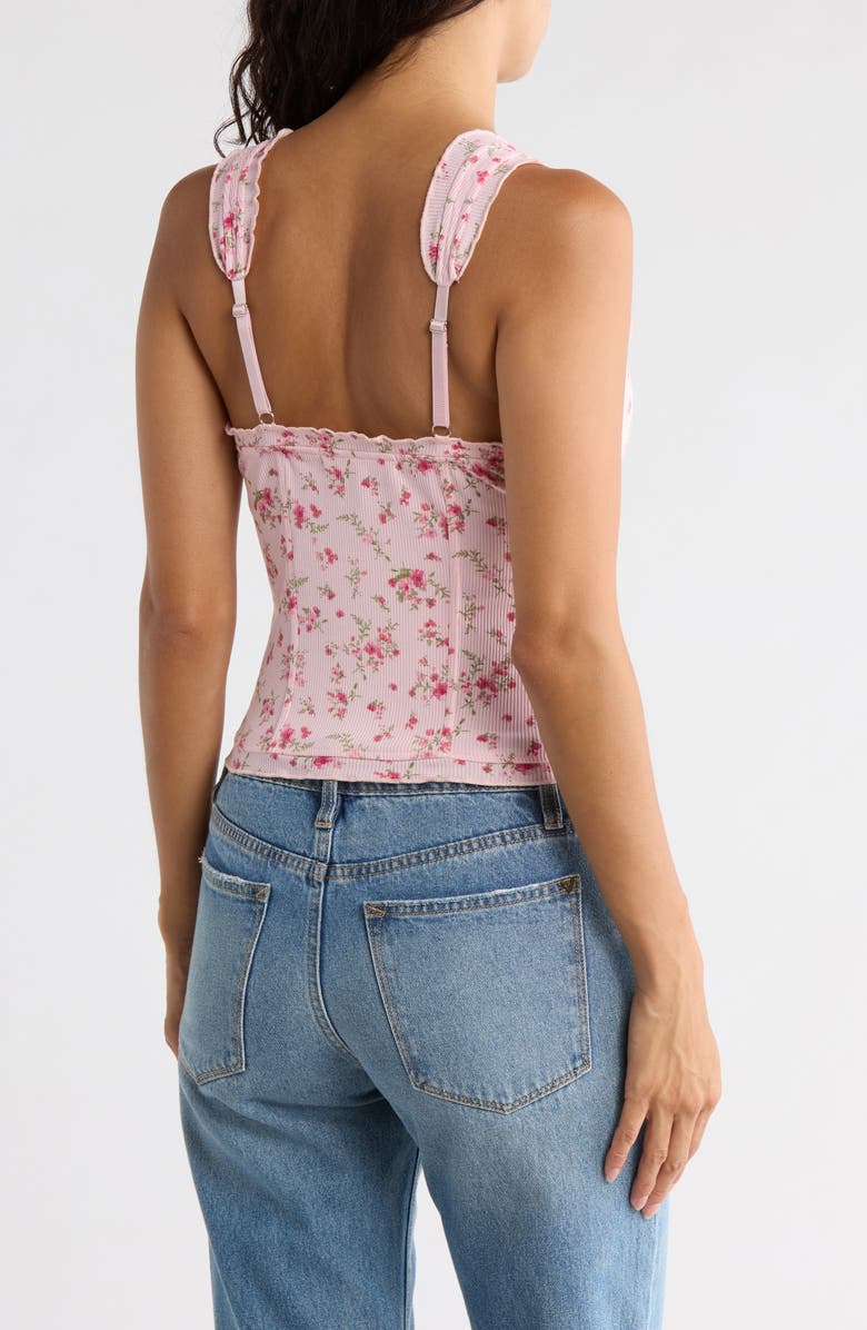 Madden Girl Ruffle Trim Rib Tank Top, Alternate, color, Ballet Slipper Combo