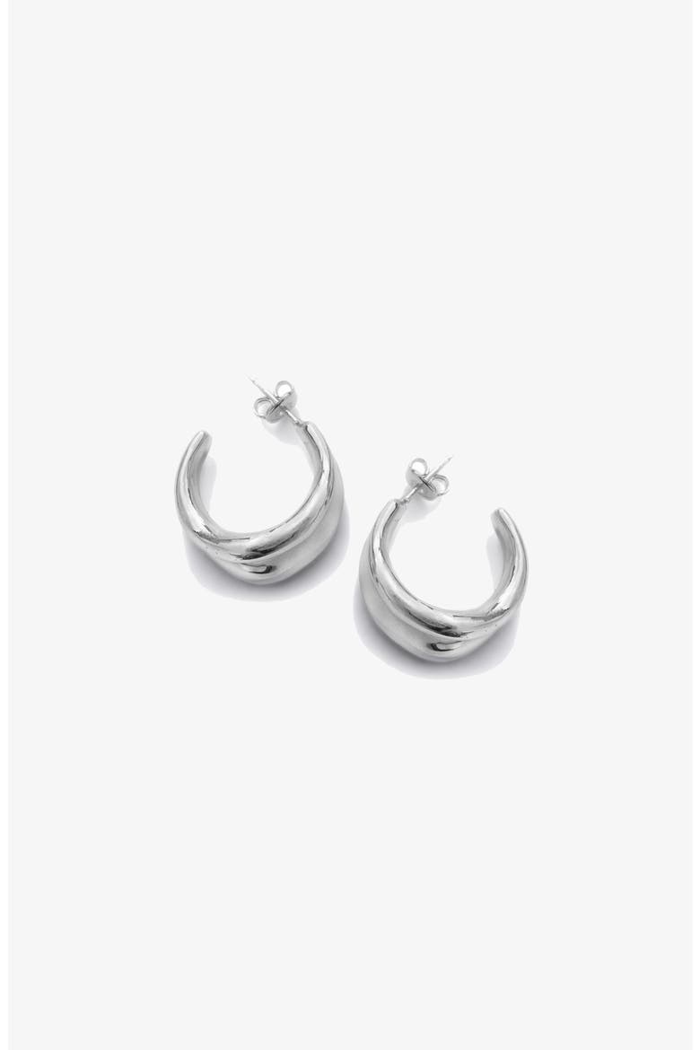Molten Curve Earring in Silver, Alternate, color, Silver