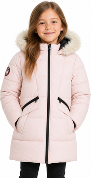 CANADA WEATHER GEAR Girls' Faux Fur Hood Long Puffer Parka