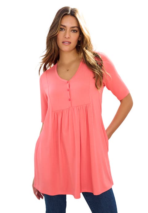 Plus Size Henley Swing Tunic