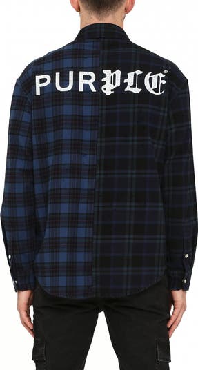 Dual Logo Plaid Long Sleeve Button-Up Shirt