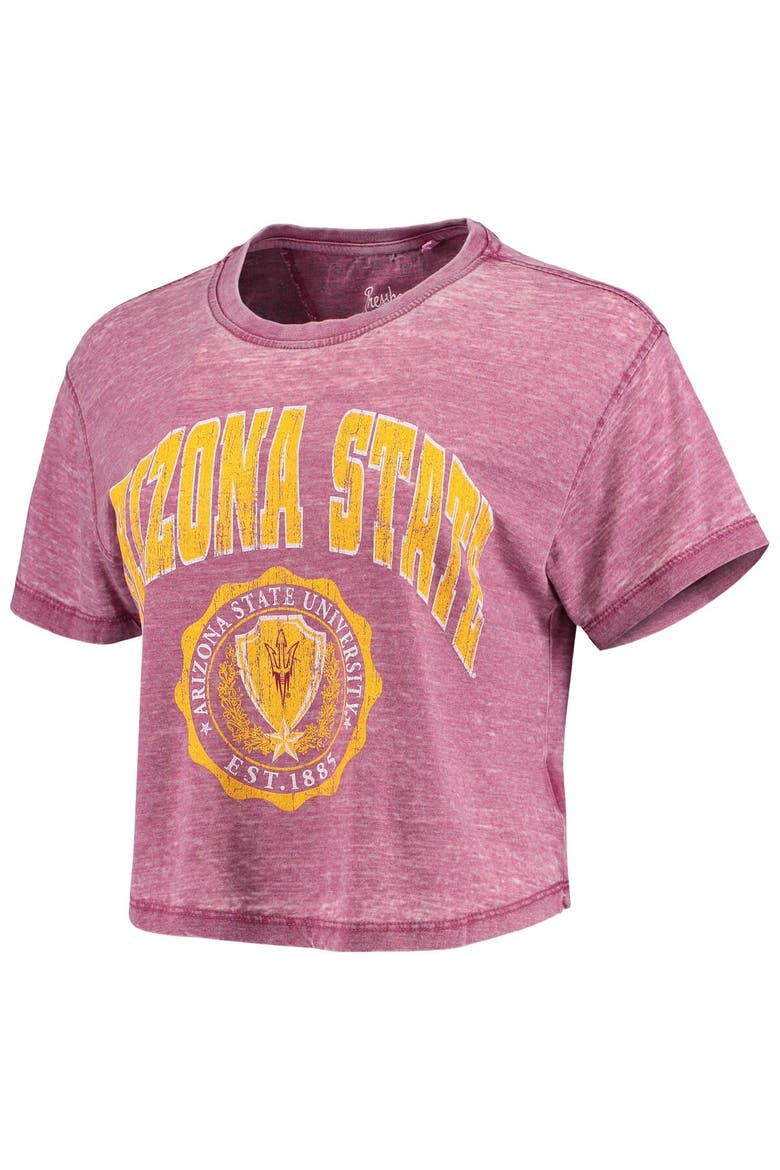 Women's Pressbox Maroon Arizona State Sun Devils Edith Vintage Burnout Crop T-Shirt, Alternate, color, Maroon