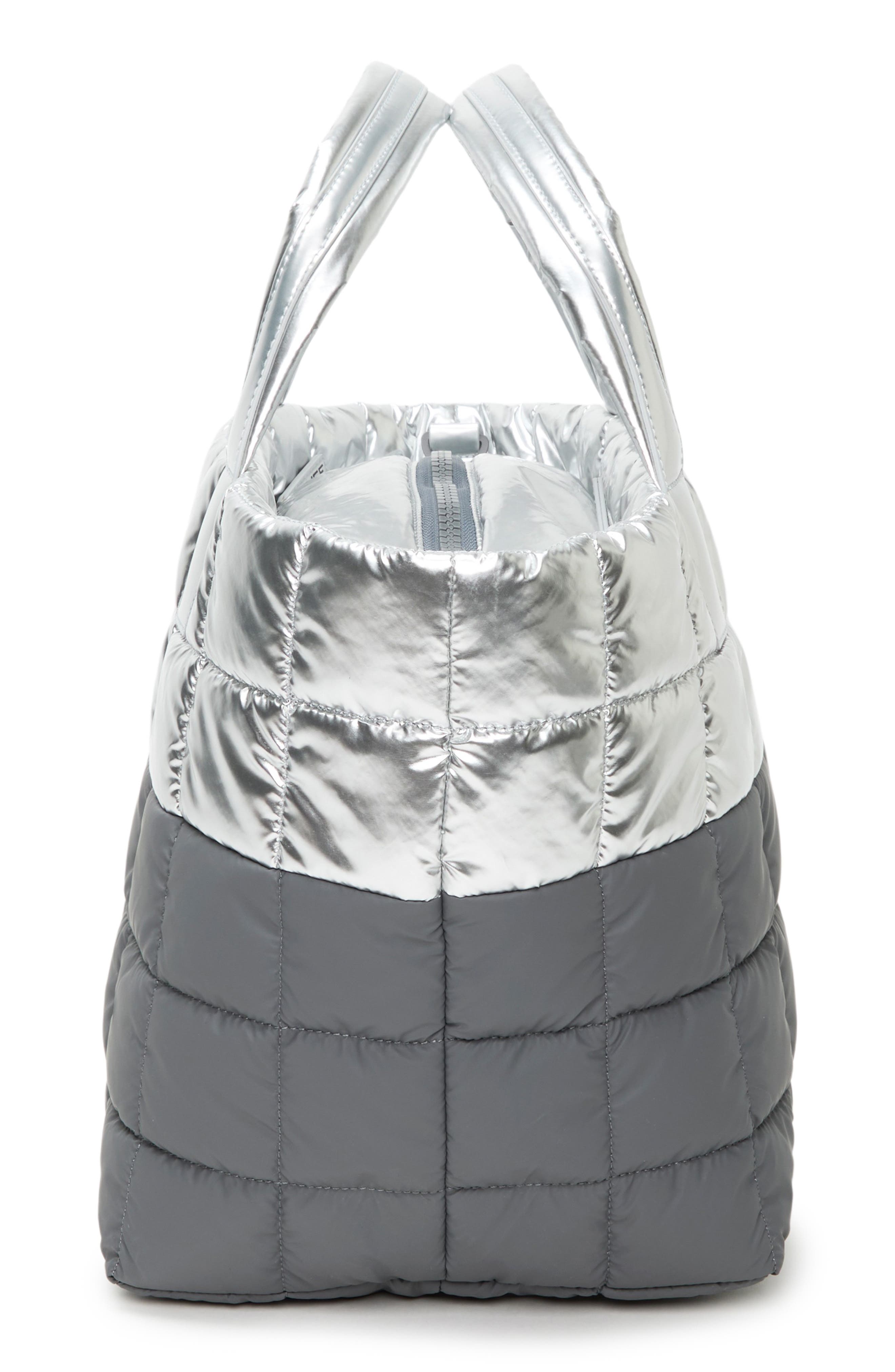 VeeCollective Medium Porter Quilted Recycled Nylon Tote, Alternate, color, Silver Grey Mul