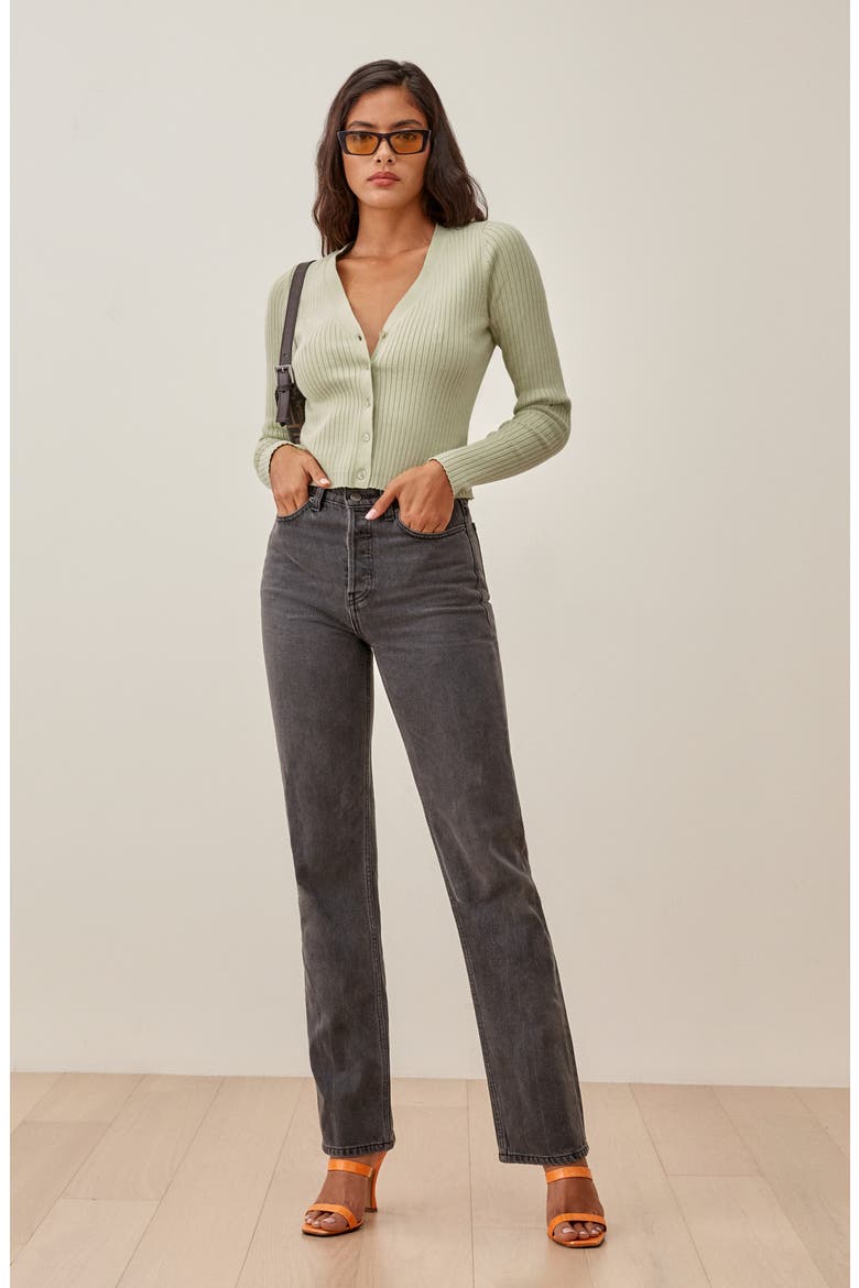 Gilda Rib Cardigan, Alternate, color, EUCALYPTUS