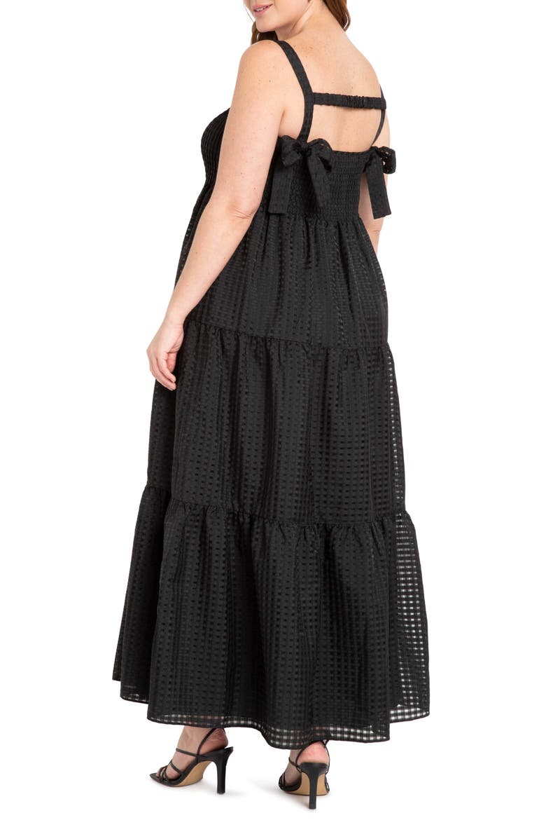 Smocked Bodice Sleeveless Maxi Dress, Alternate, color, TOTALLY BLACK