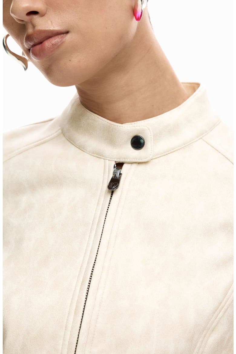 Faux Leather Jacket, Alternate, color, WHITE