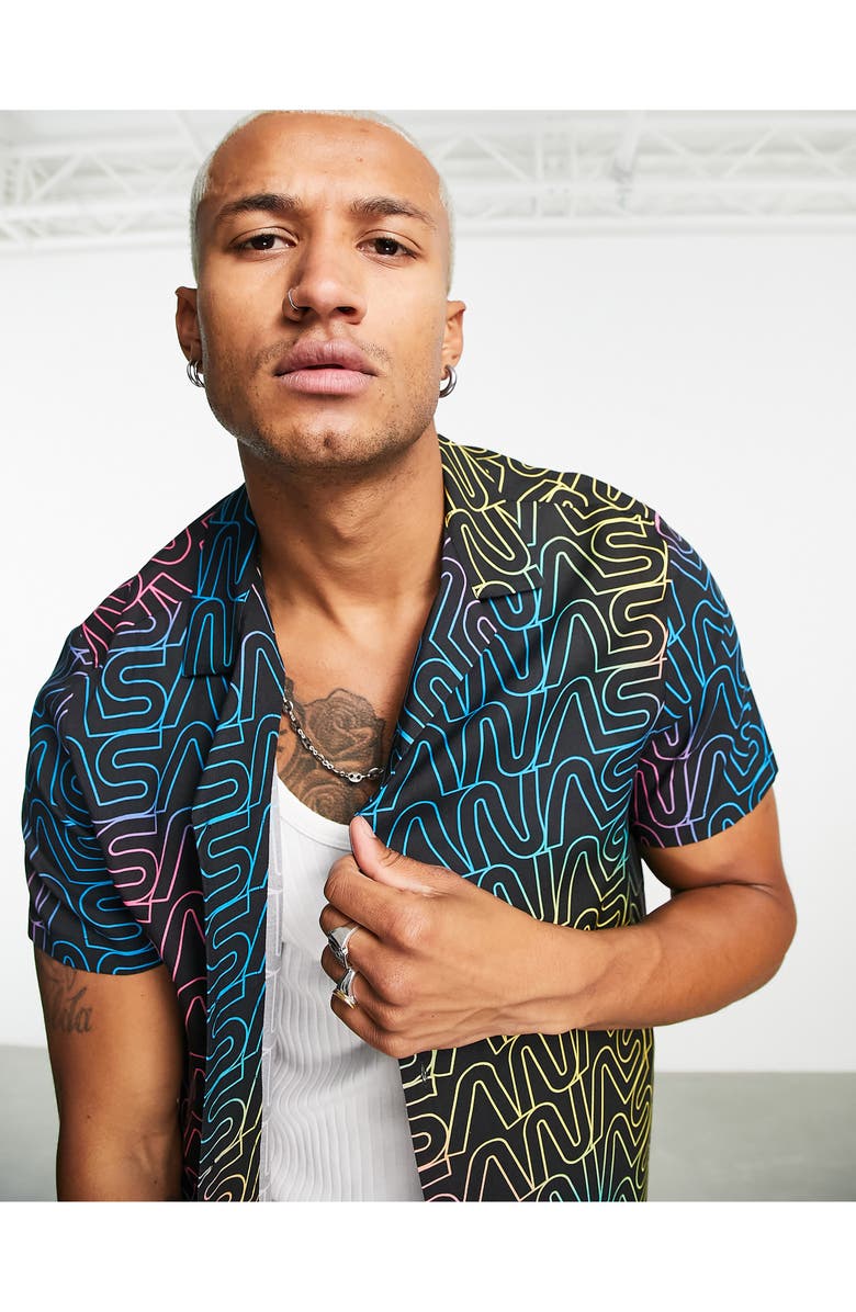 ASOS DESIGN NASA Relaxed Fit Short Sleeve Button-Up Camp Shirt, Alternate, color, 