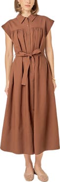 English Factory Belted Short Sleeve Shirtdress