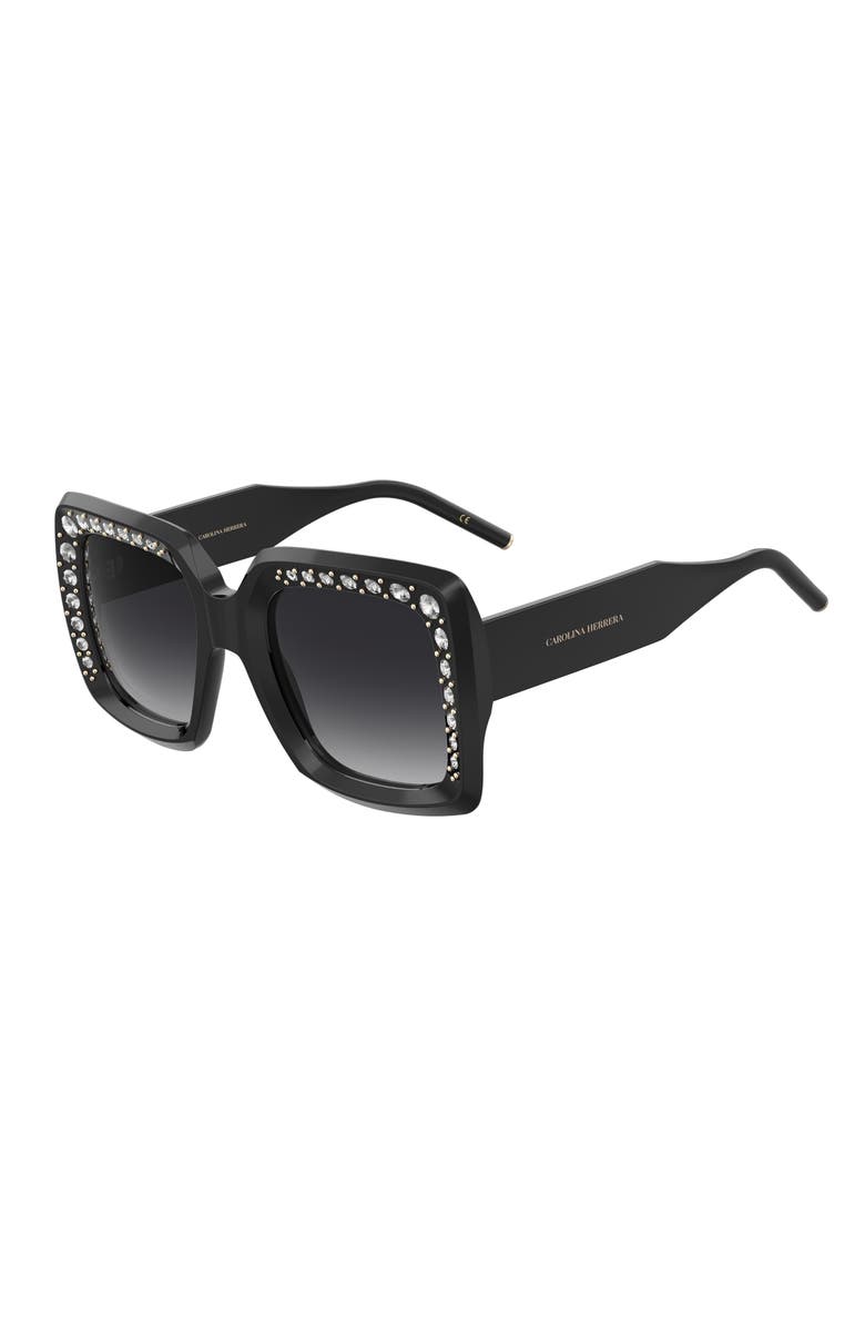 Carolina Herrera 53mm Crystal Embellished Square Sunglasses, Alternate, color, 