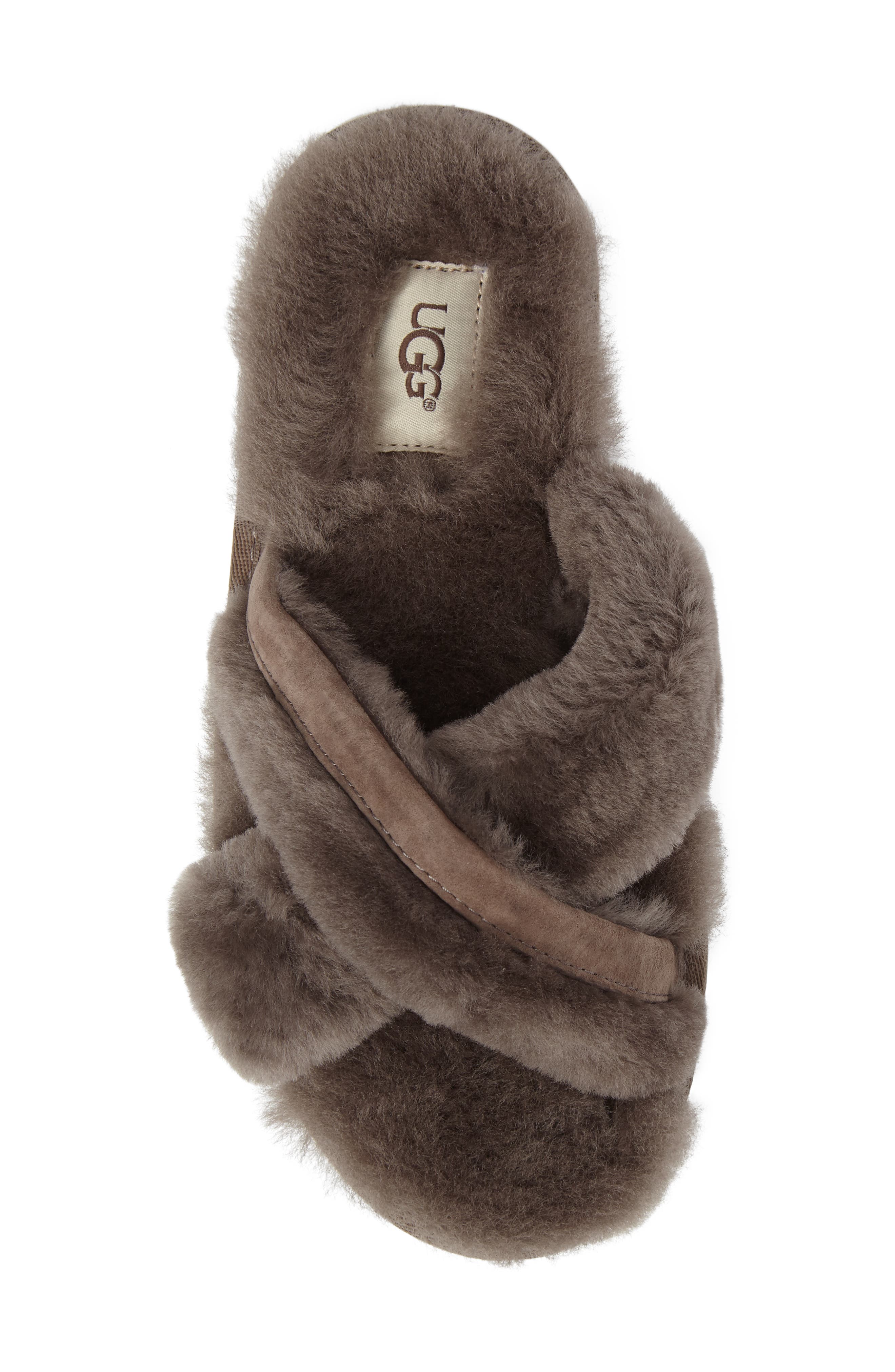 Abela Genuine Shearling Flip Flop, Alternate, color, SLATE WOOL