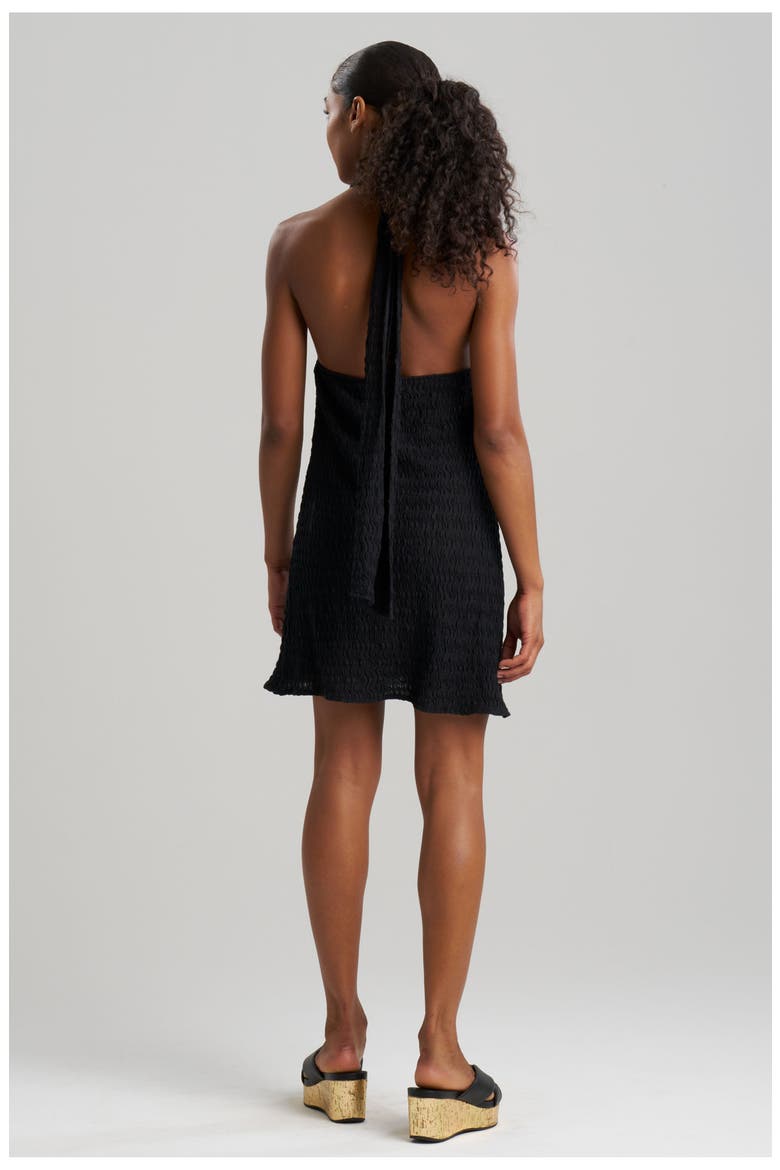 Waves Mini cover-up Halter Dress, Alternate, color, Black