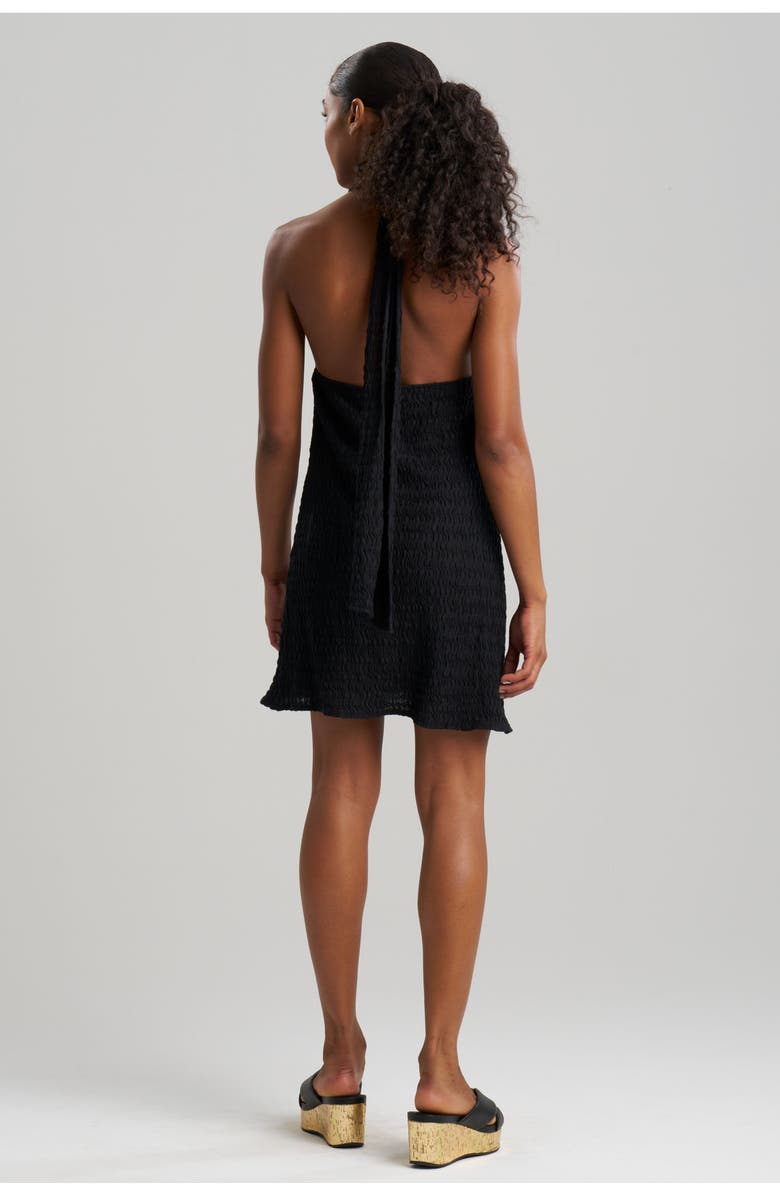 Natori Waves Mini cover-up Halter Dress, Alternate, color, Black