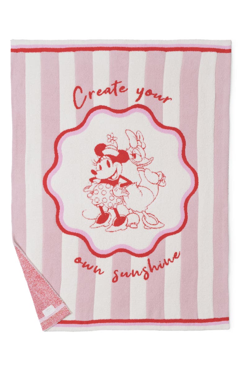 Barefoot Dreams<sup>®</sup> x Disney Minnie & Daisy Stripe CozyChic<sup>®</sup> Stroller Blanket, Alternate, color, Pink Peonie Multi