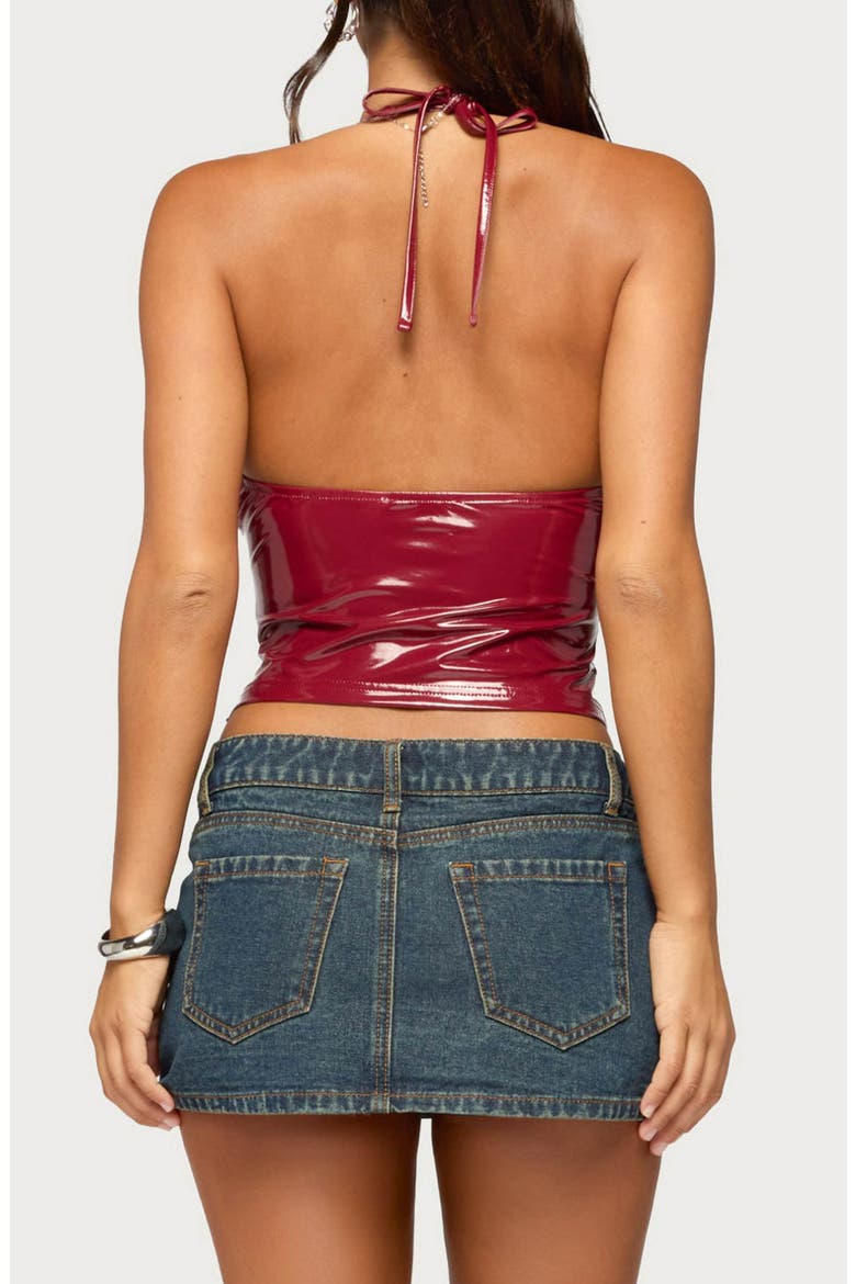 Birch Faux Leather Halter Top, Alternate, color, BURGUNDY