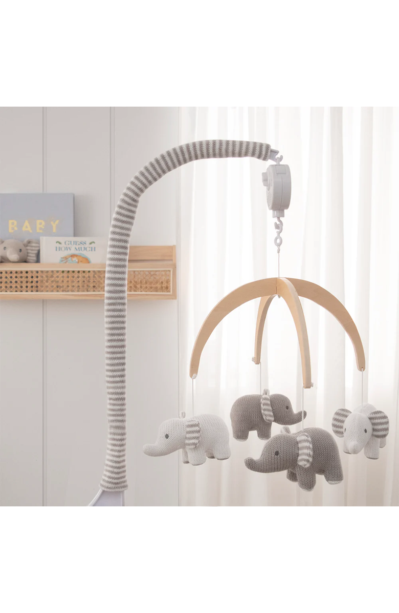 Living Textiles Musical Mobile - Elephant Heritage, Gray, Alternate, color, Gray