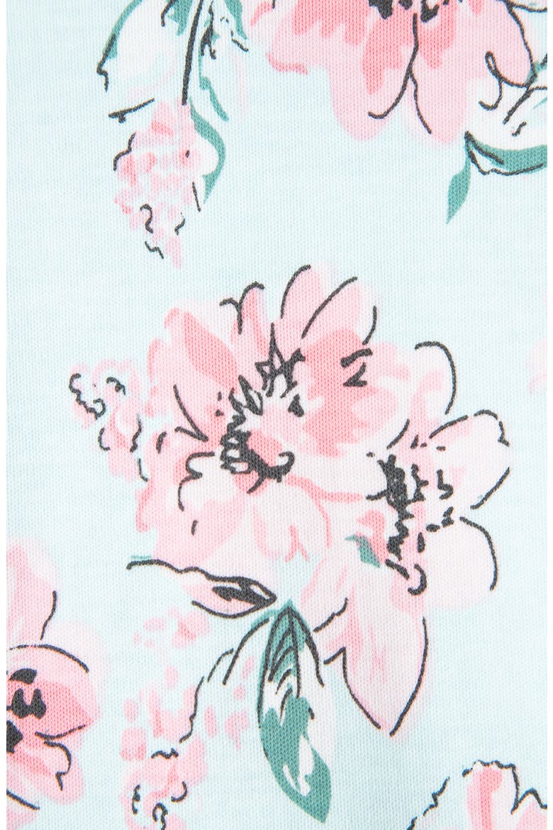 Floral Dream Cotton Footie & Headband Set, Alternate, color, AQUA