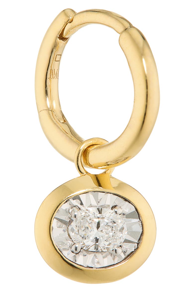 Lab Grown Diamond Oval Huggie Hoop Earrings, Alternate, color, 18K GOLD VERMEIL / LAB DIAMOND