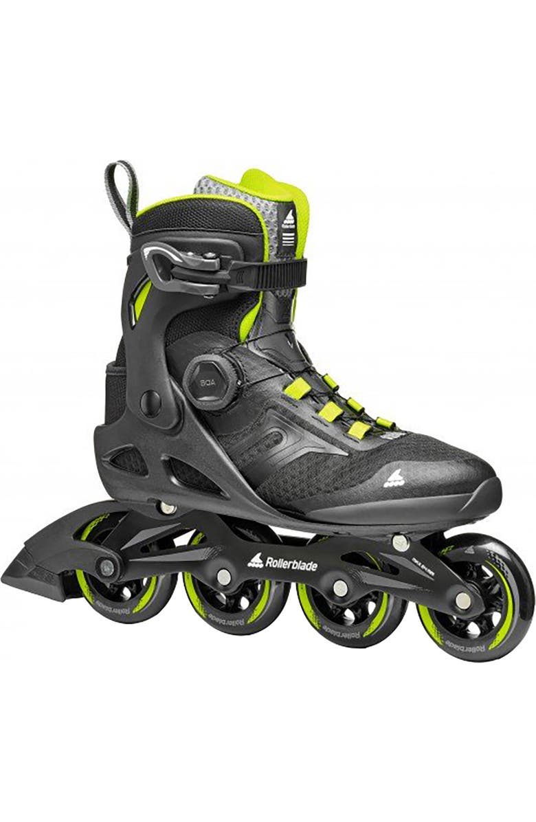 Rollerblade Macroblade 84 BOA Mens Inline Skates, Main, color, Black/Lime