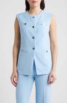 Anne Klein Button-Up Four-Pocket Vest