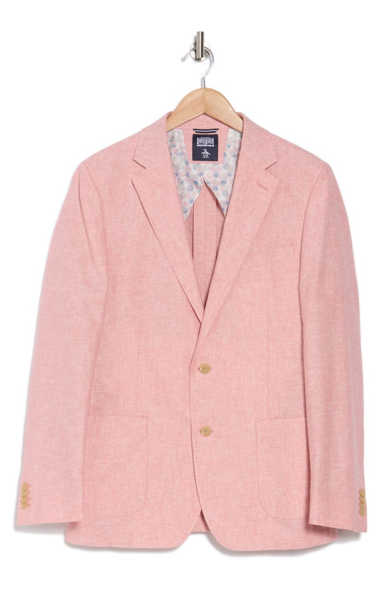 Original Penguin Linen Blend Sport Coat, Alternate, color, Coral/ White