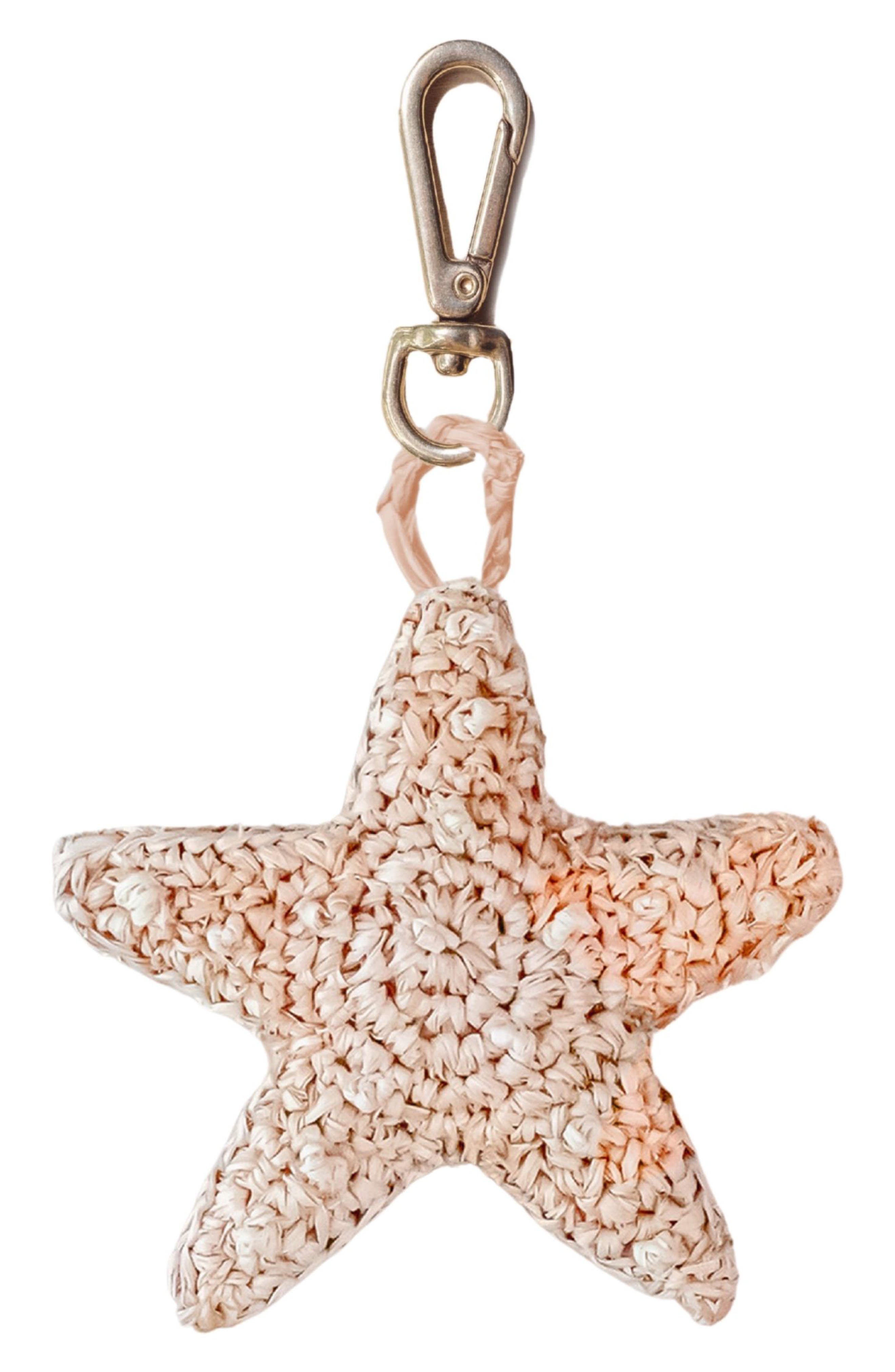 LIKHA Starfish Raffia Bag Charm, Main, color, Natural