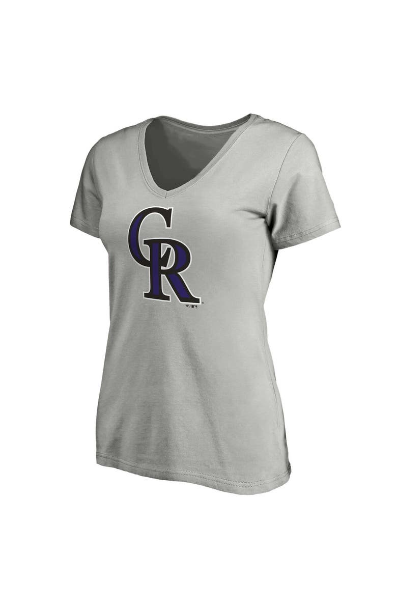 FANATICS Women's Fanatics Branded Heathered Gray Colorado Rockies Core Official Logo V-Neck T-Shirt, Alternate, color, 